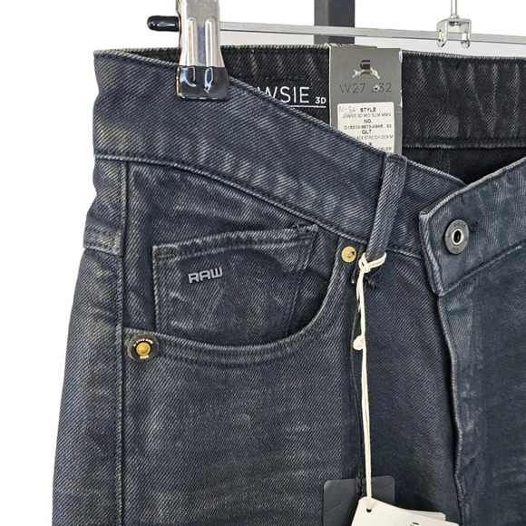 G-Star Raw Womens Jowsie 3D Mid Slim Jeans Size 27 Coated Waxed Denim NWT - Picture 6 of 12